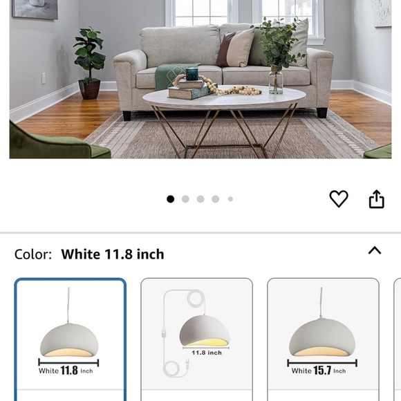 11.8 Inch White Wabi Sabi Pendant Light Fixture Modern - Picture 3 of 5